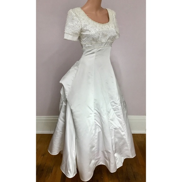white cap sleeve wedding dress